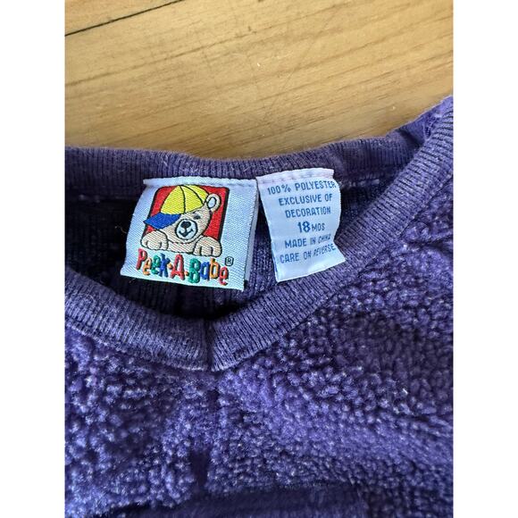 Vintage 90s Peek-A-Babe purple fuzzy fleece infant dress - Picture 2 of 5